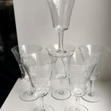 Set of 7 glasses of wine / crystal water 60s