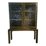 Cabinet in bamboo marquetry and brass by Dal Vera circa 1970