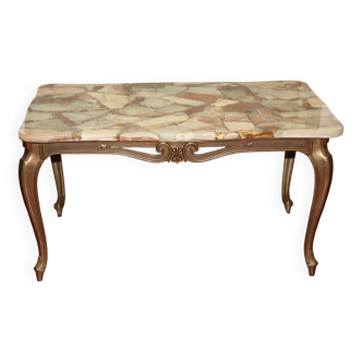 Resin onyx and brass coffee table