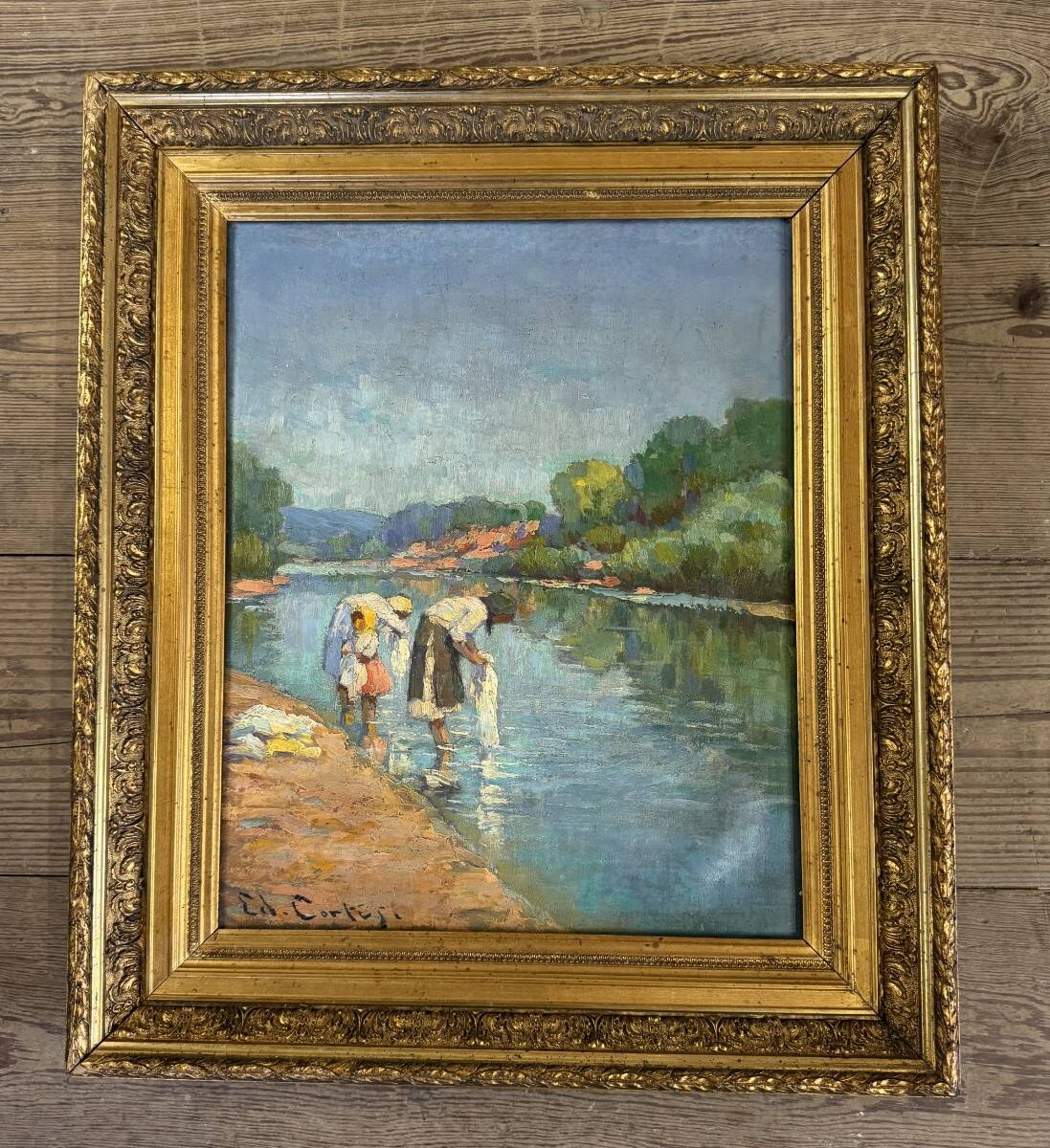 Édouard Cortes, (1882-1969), “Washerwomen”, oil on canvas