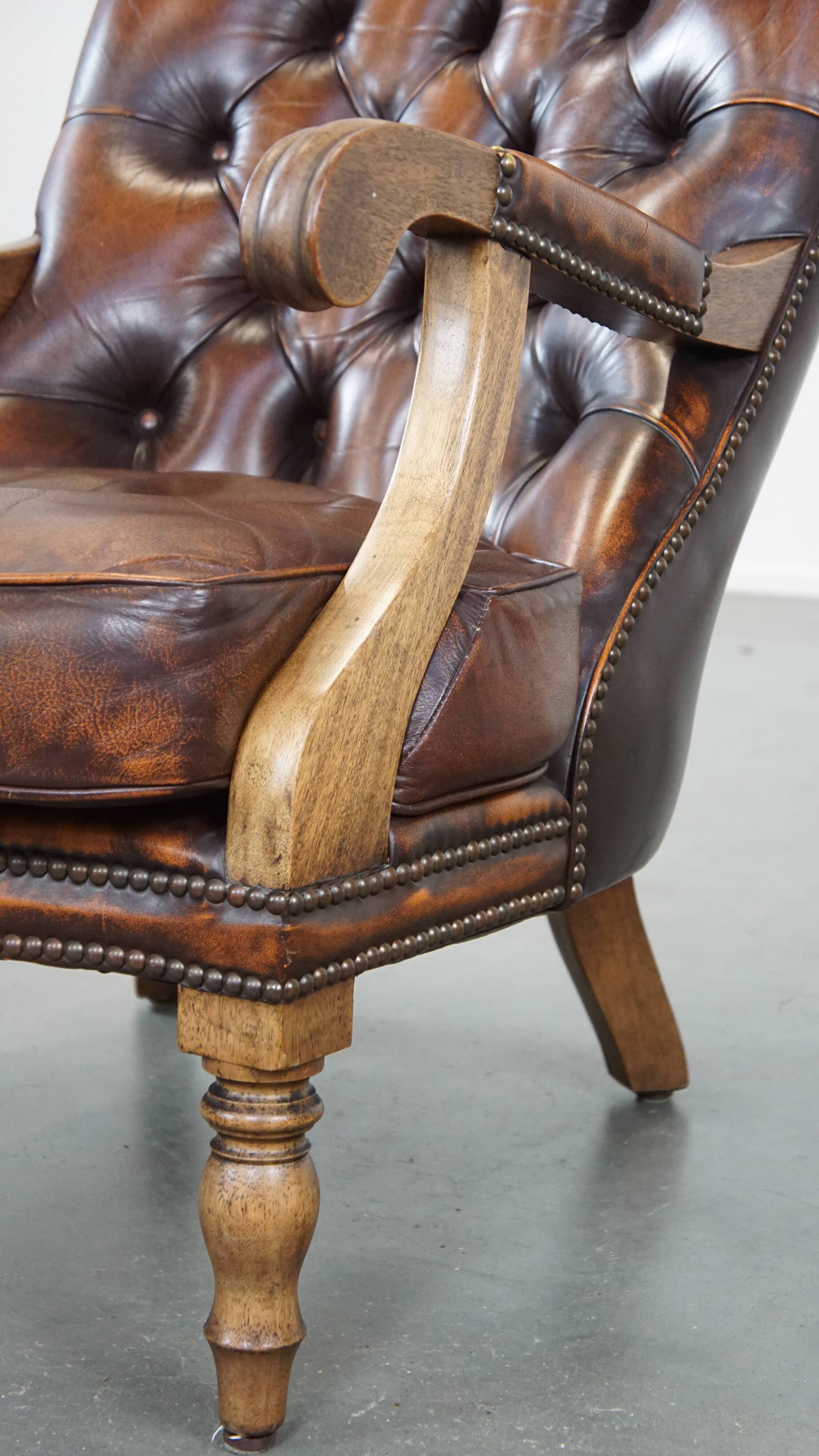 English cow leather chesterfield armchair