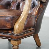 Fauteuil chesterfield en cuir de vache anglais