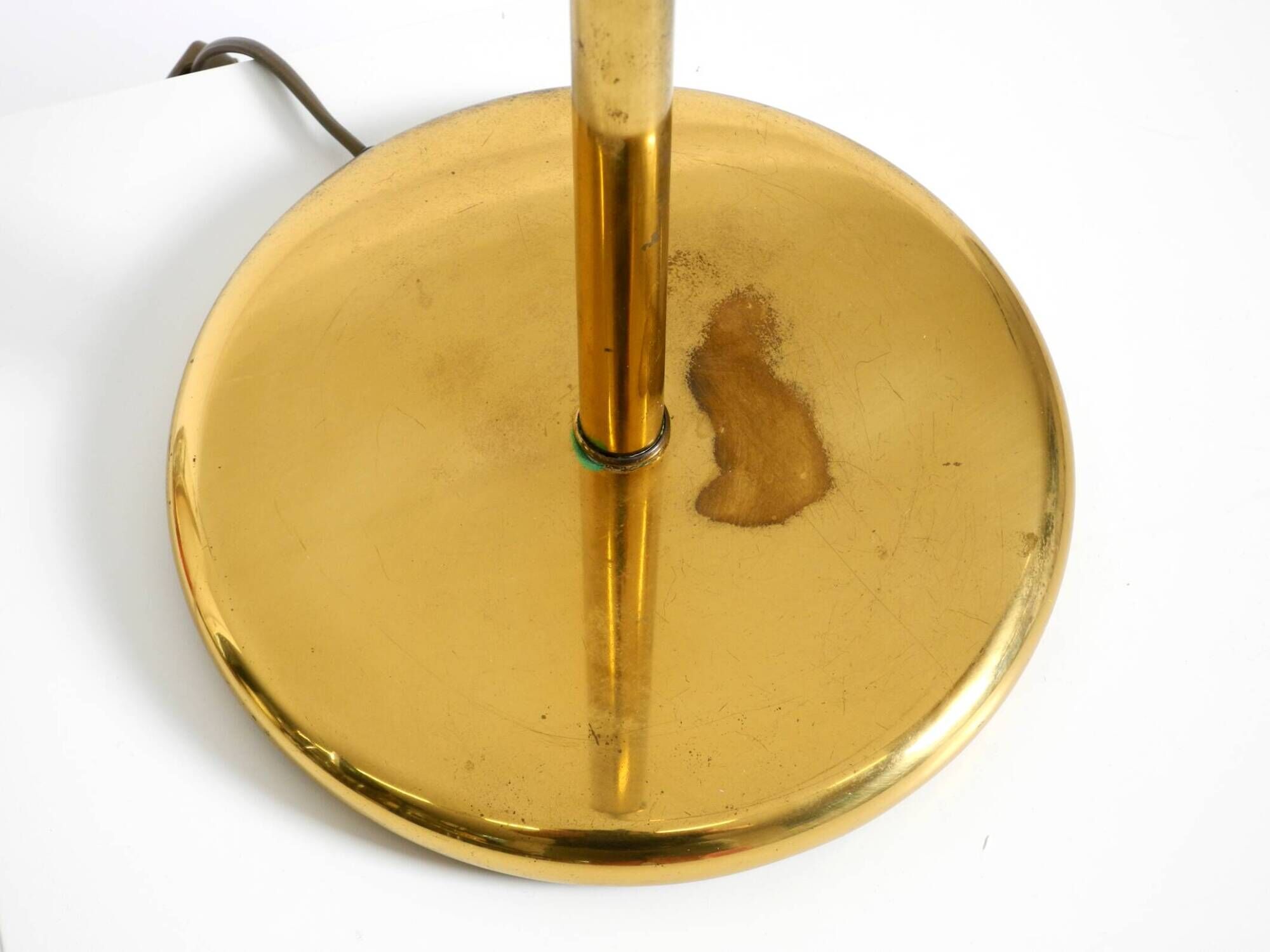 Large original brass table lamp with a conical shade, Mid-Century Modern