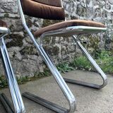 Set of 4 brown velvet zigzag chairs 1970