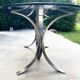 Oval dining table 1960-1970 smoked glass top and chrome base