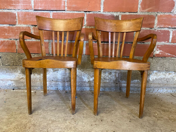 Paire de fauteuils anciens Fishel en bois