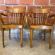 Pair of Antique FISHEL Vintage Wood Armchairs #C623