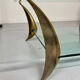 Glass coffee table with solid brass legs, Italian design from the 60s