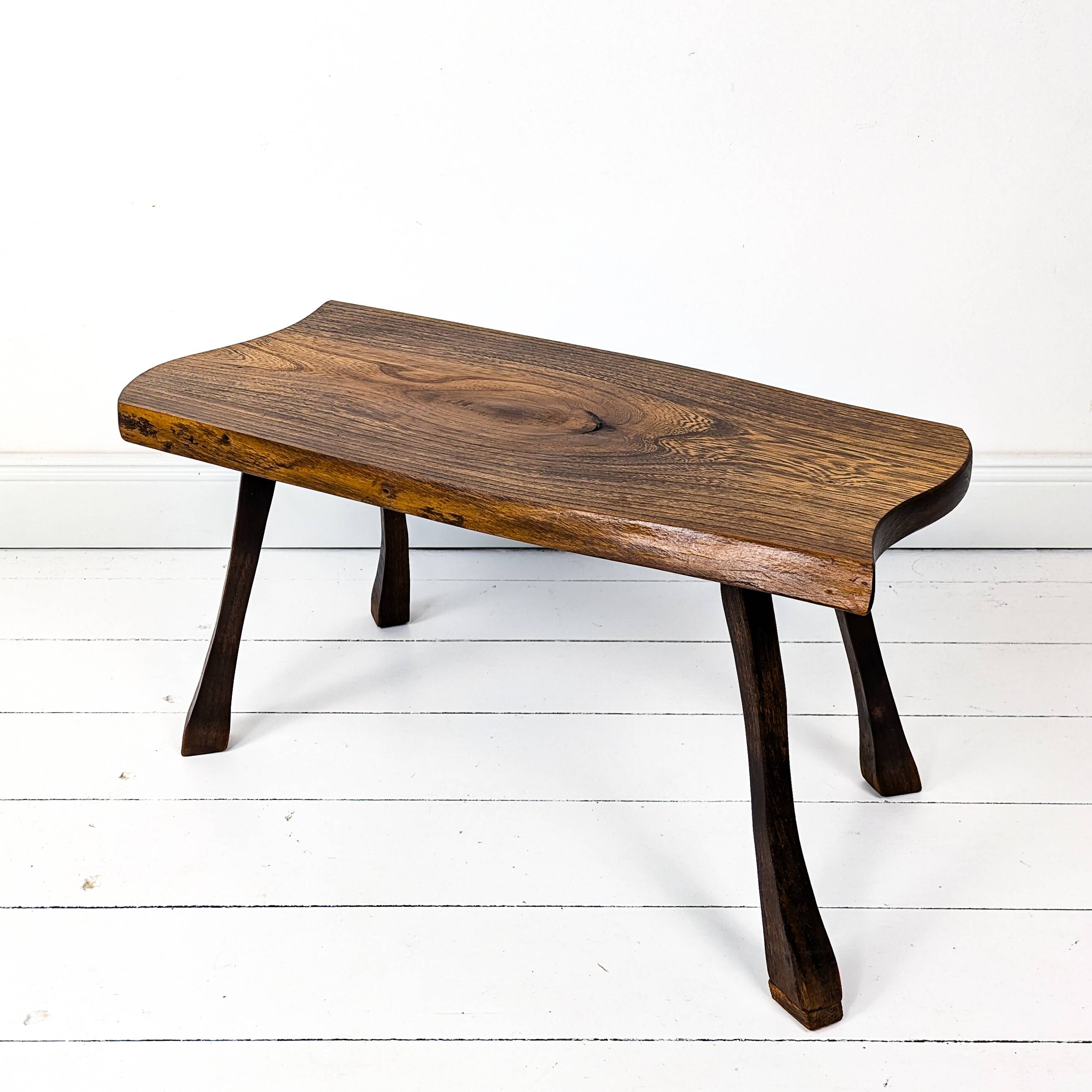 Mid Century Table d'appoint Pouf à fleurs Banc à fleurs Tabouret de chevet Bois massif Brutaliste Vi