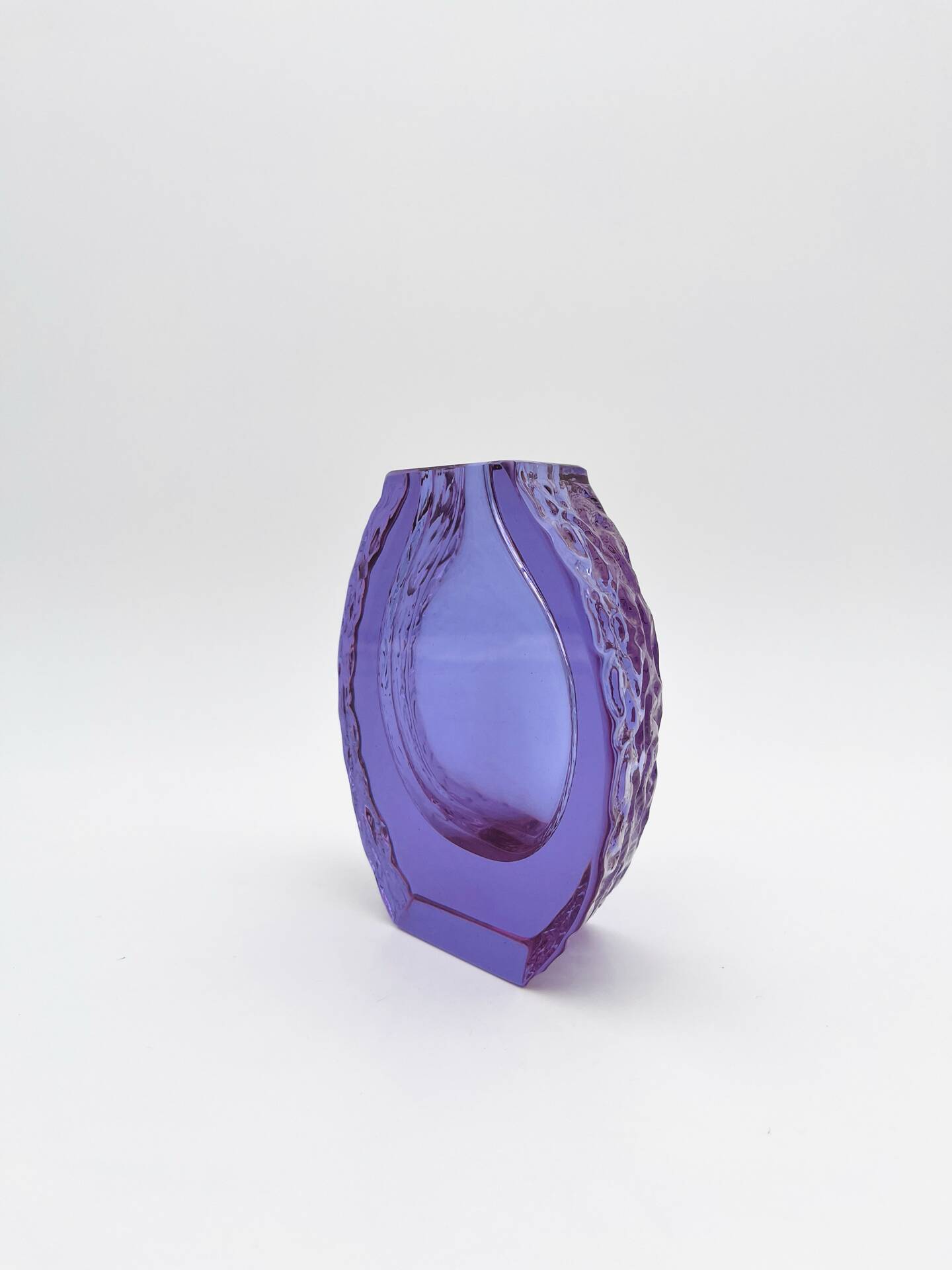 Murano Vase Alexandrite Mandruzzato Neodymium Brutalist Bark 13.5