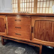 Classic British mid-century teak enfilade, circa 1960s.