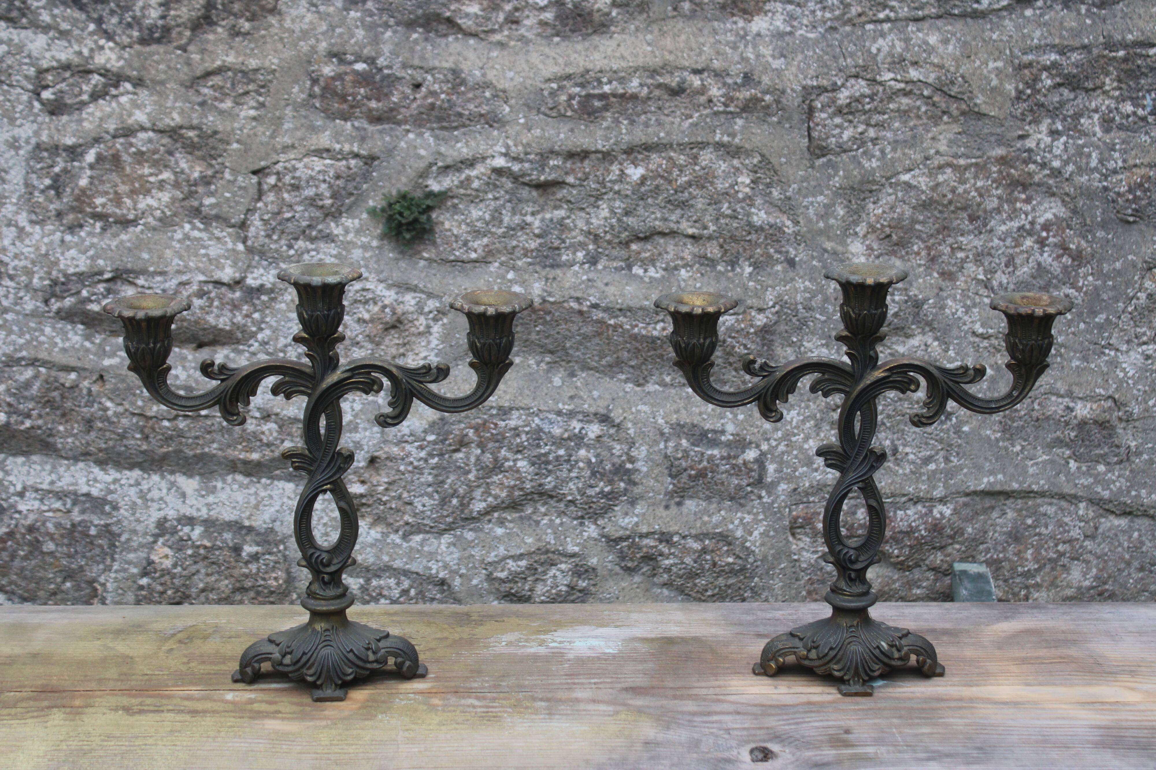 Pair of vintage candlesticks, baroque rococo style.