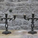 Pair of vintage candlesticks, baroque rococo style.