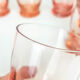 Lot of 11 vintage verrine pink glass liqueur glasses