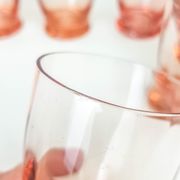 Lot of 11 vintage verrine pink glass liqueur glasses