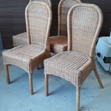 4 vintage rattan chairs 1970