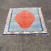 Handmade wool Berber rug with long pile, 110x150cm.