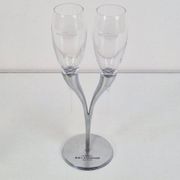 Crystal Champagne Flutes in Holder by Philippe Di Meo for Moët & Chandon, 1980s, Set of 2
