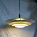 White pendant light, Scandinavian, space age, Poulsen style, 1990.