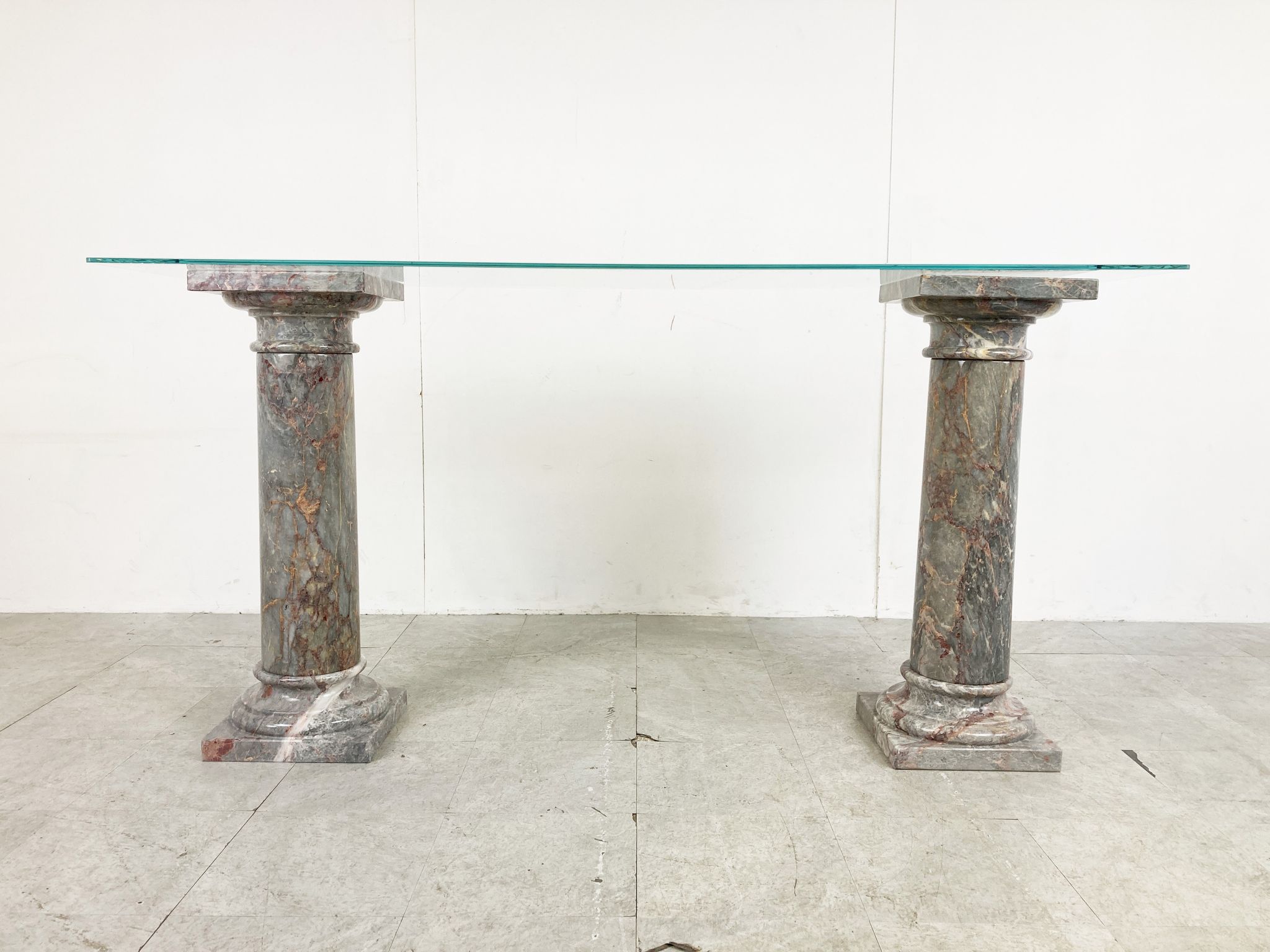 Vintage marble column console table Italy, 1960s