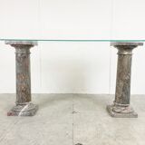 Vintage marble column console table Italy, 1960s