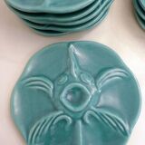Oyster service Fish in faience barbotine 1950s
