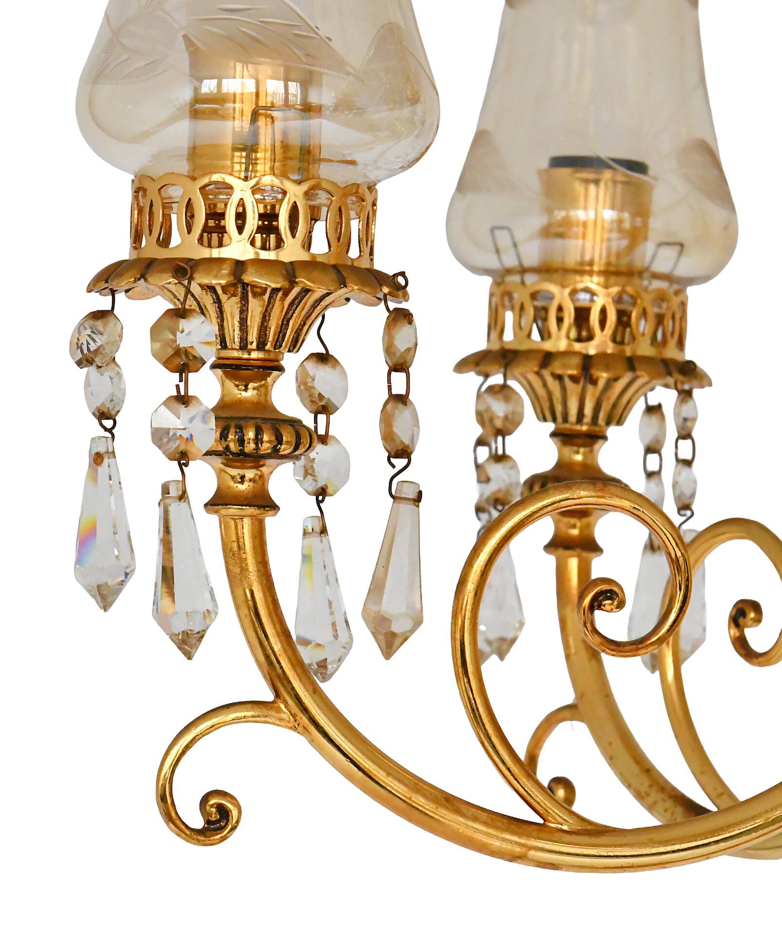 Bronze and gilded brass floor lamp with six lights