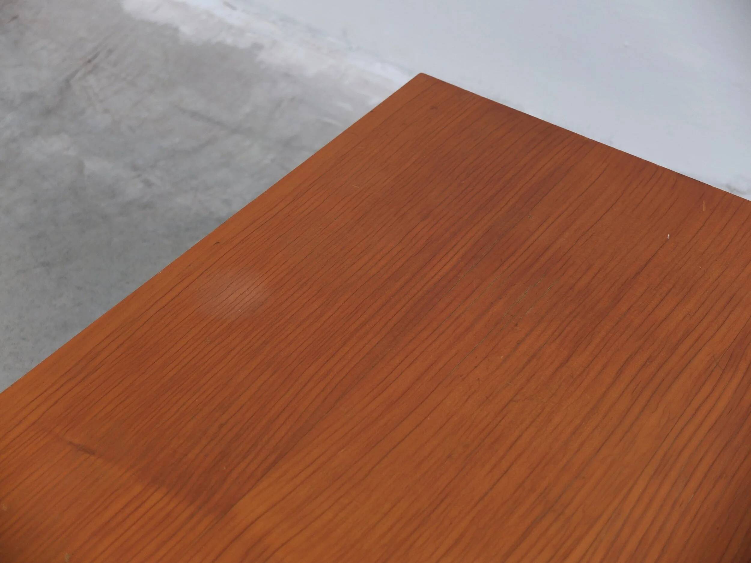 Modernist cherry wood & metal coffee table by Jules Mijs, 1959