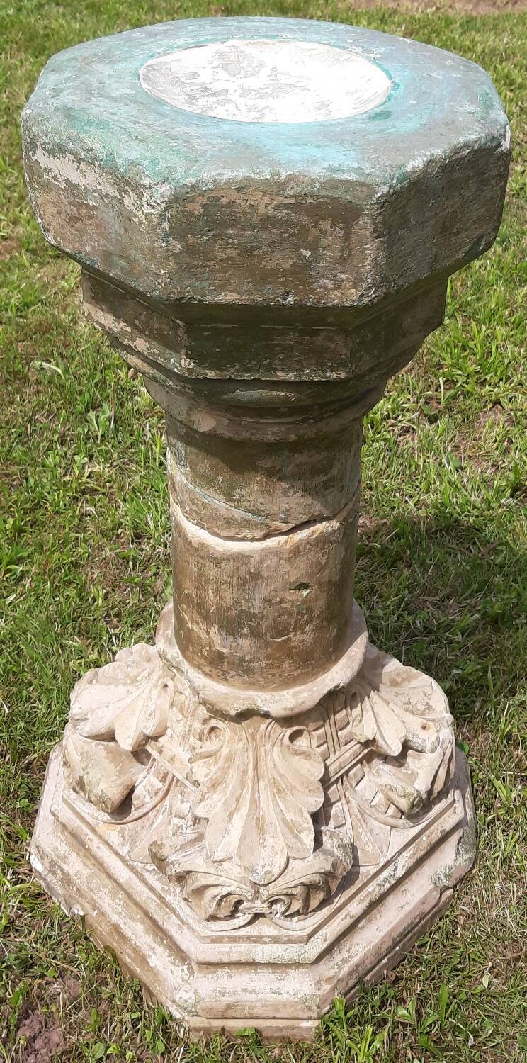 Holy water font on stone column (17th century)