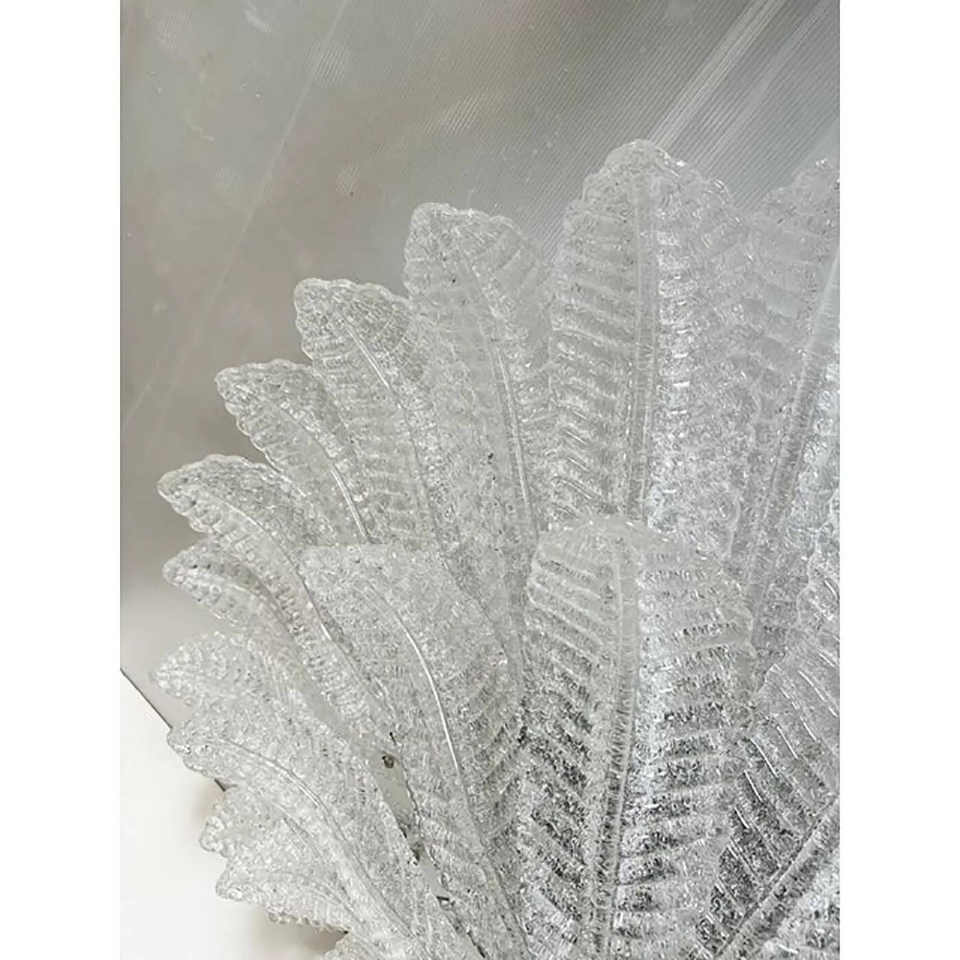 Monumental Venetian Leaves Flush Mount in Murano Style Glass by Simoeng