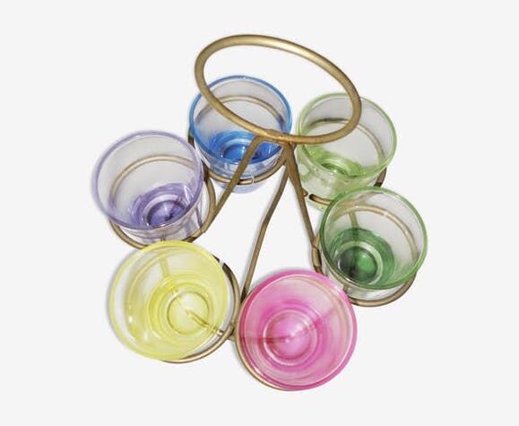 Liqueur glasses on vintage stand