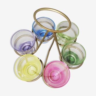 Liqueur glasses on vintage stand