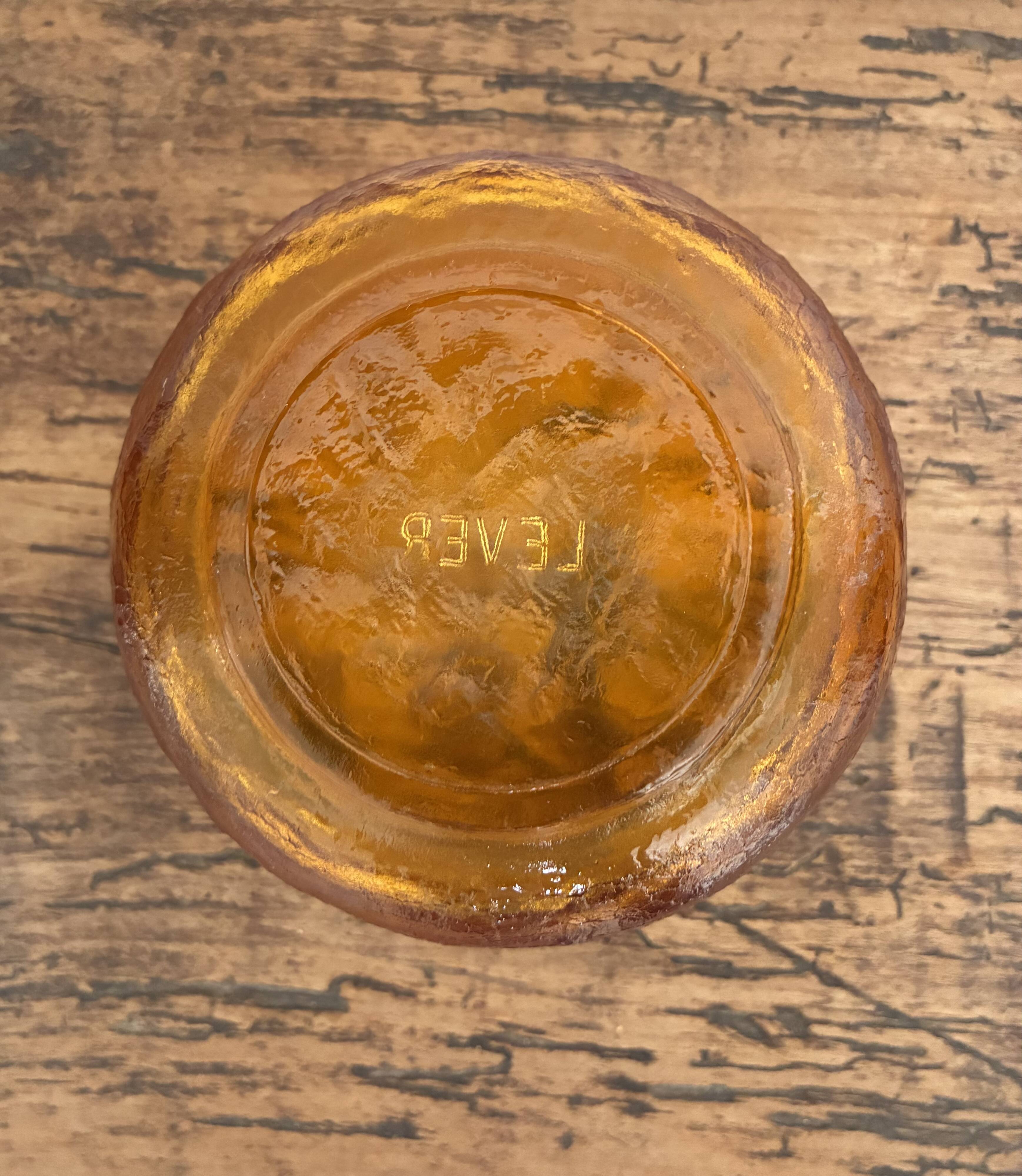 3 "Lever" brand bowls, amber textured