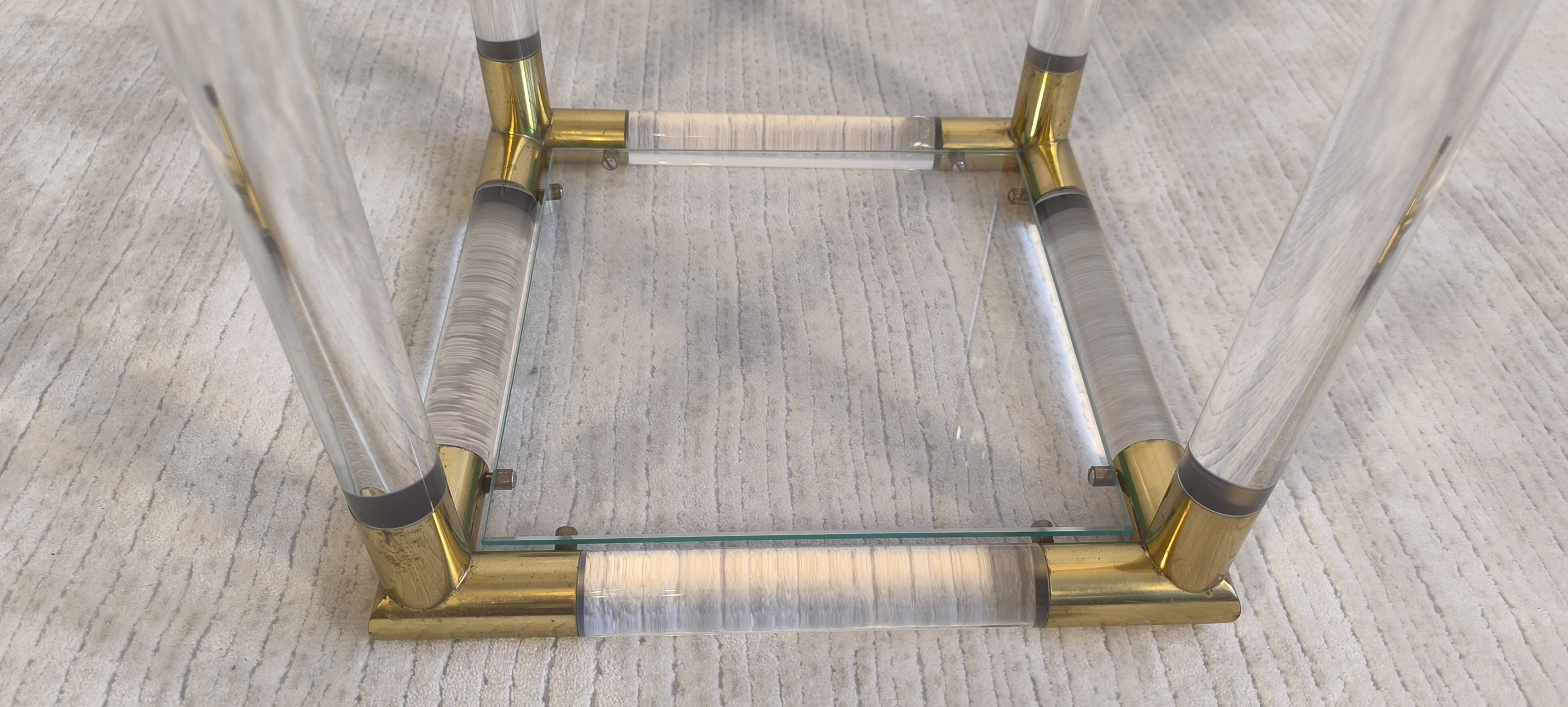 Very beautiful column pedestal by Charles Hollis Jones in Lucite & brass.