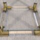 Very beautiful column pedestal by Charles Hollis Jones in Lucite & brass.