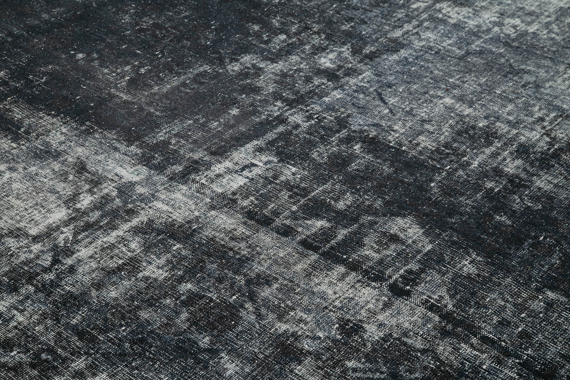 Hand-knotted oriental overdyed 312 cm x 356 cm black wool carpet