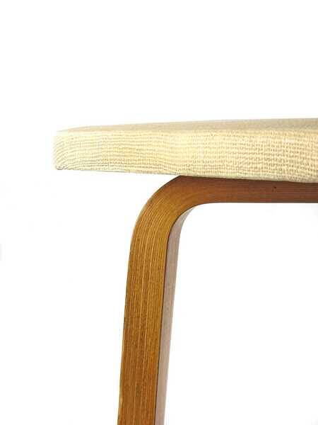 Vintage set of two Cor Alons chairs – bent plywood & blue and cream skai upholstery – 1950s Dutch design
