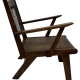 Art Deco oak armchair with webbing 1950s minimalist