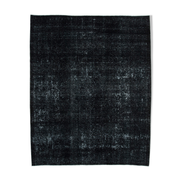 Handwoven Oriental Overdyed 286 cm x 351 cm Black Wool Carpet