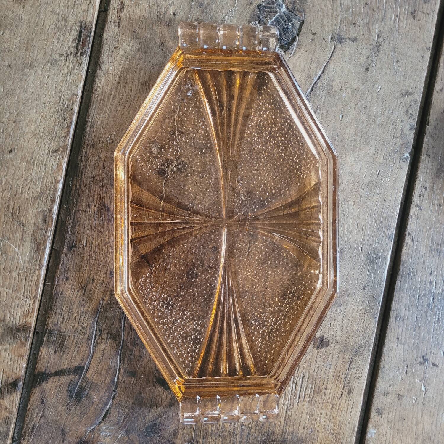 Art Deco amber glass tray