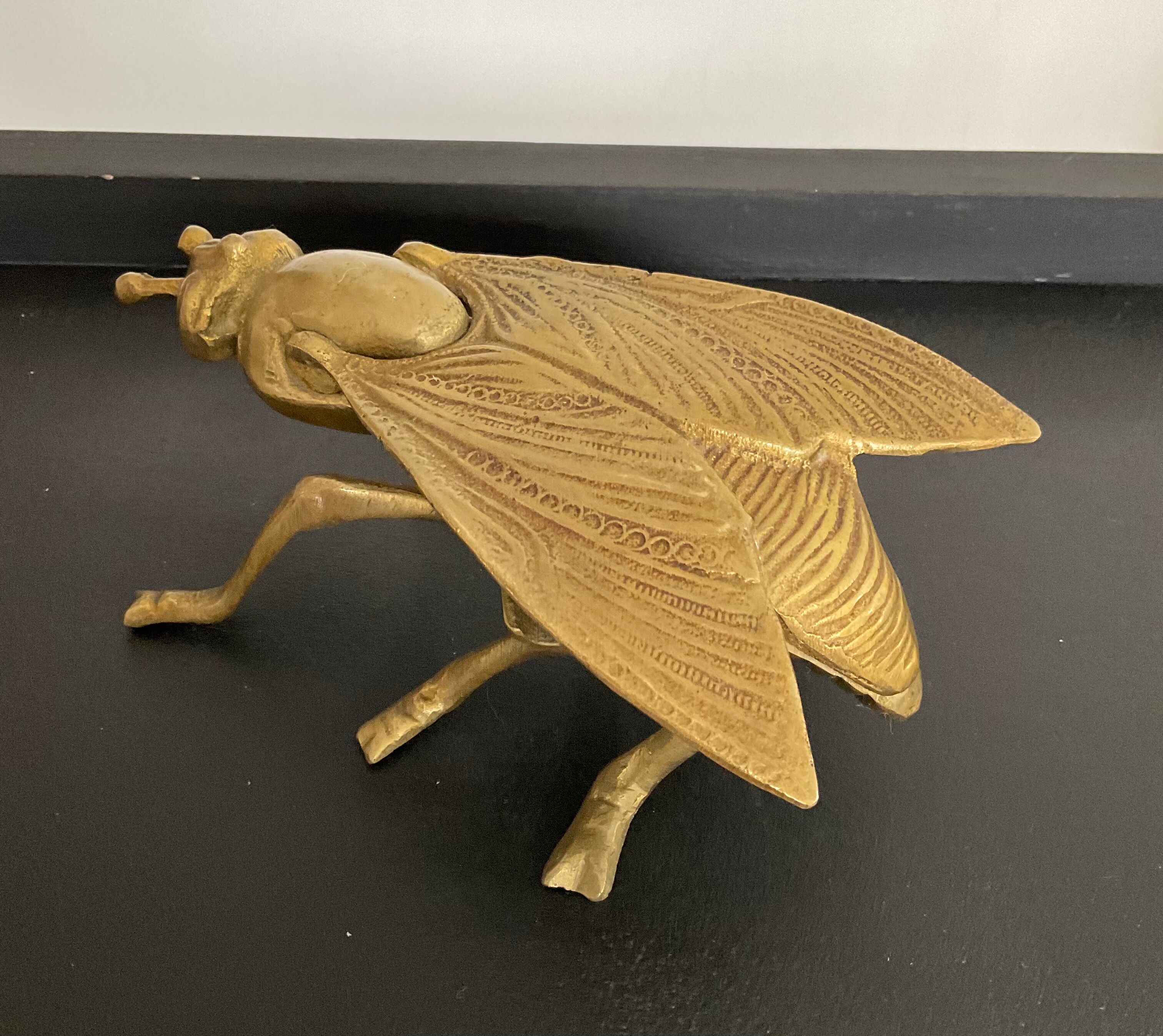 Vintage ashtray 70s bronze fly