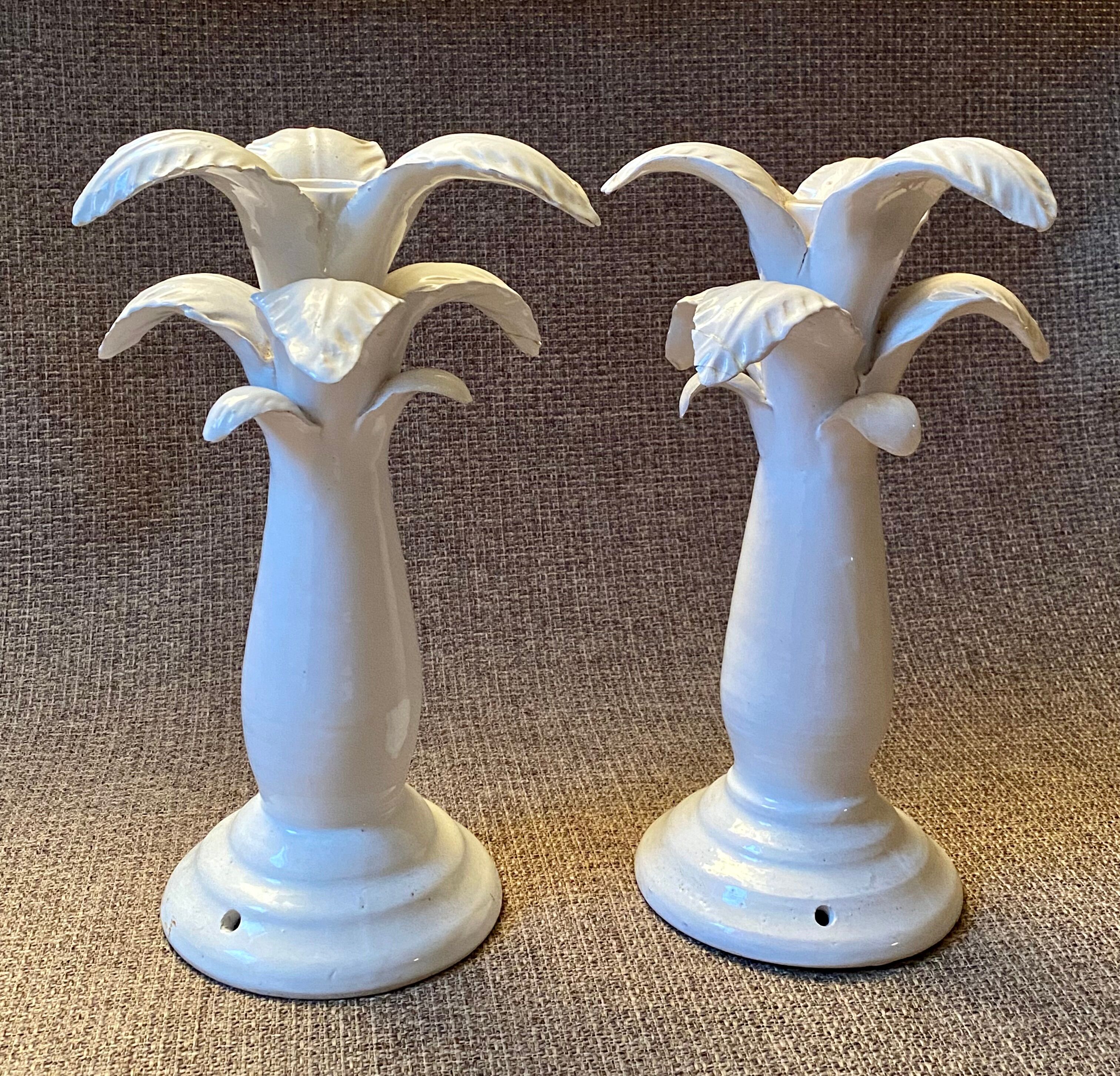 Pair of Jean Roger ceramic palm lamps