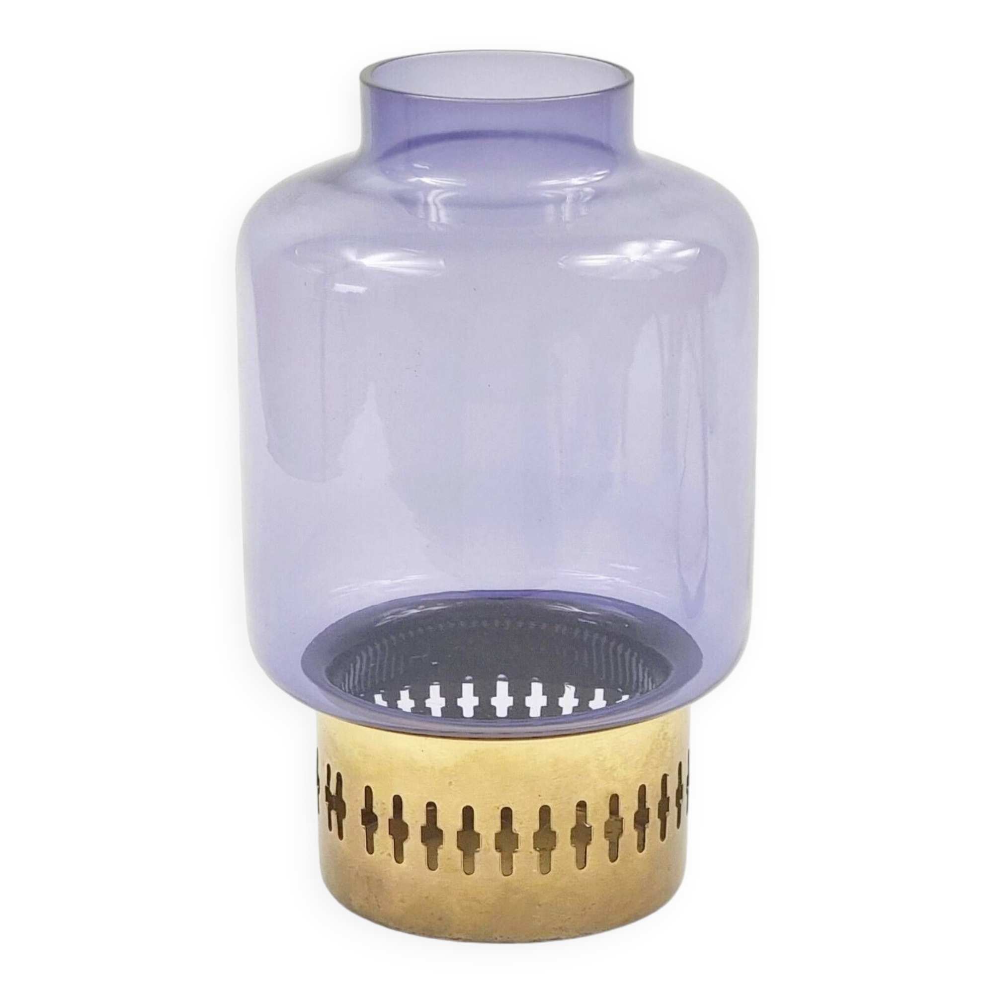 Mid Century Scandinavian Glass&Brass Candleholder by Hans-Agne Jakobsson AB Markaryd, Sweden, 1960s