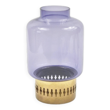 Mid Century Scandinavian Glass&Brass Candleholder by Hans-Agne Jakobsson AB Markaryd, Sweden, 1960s