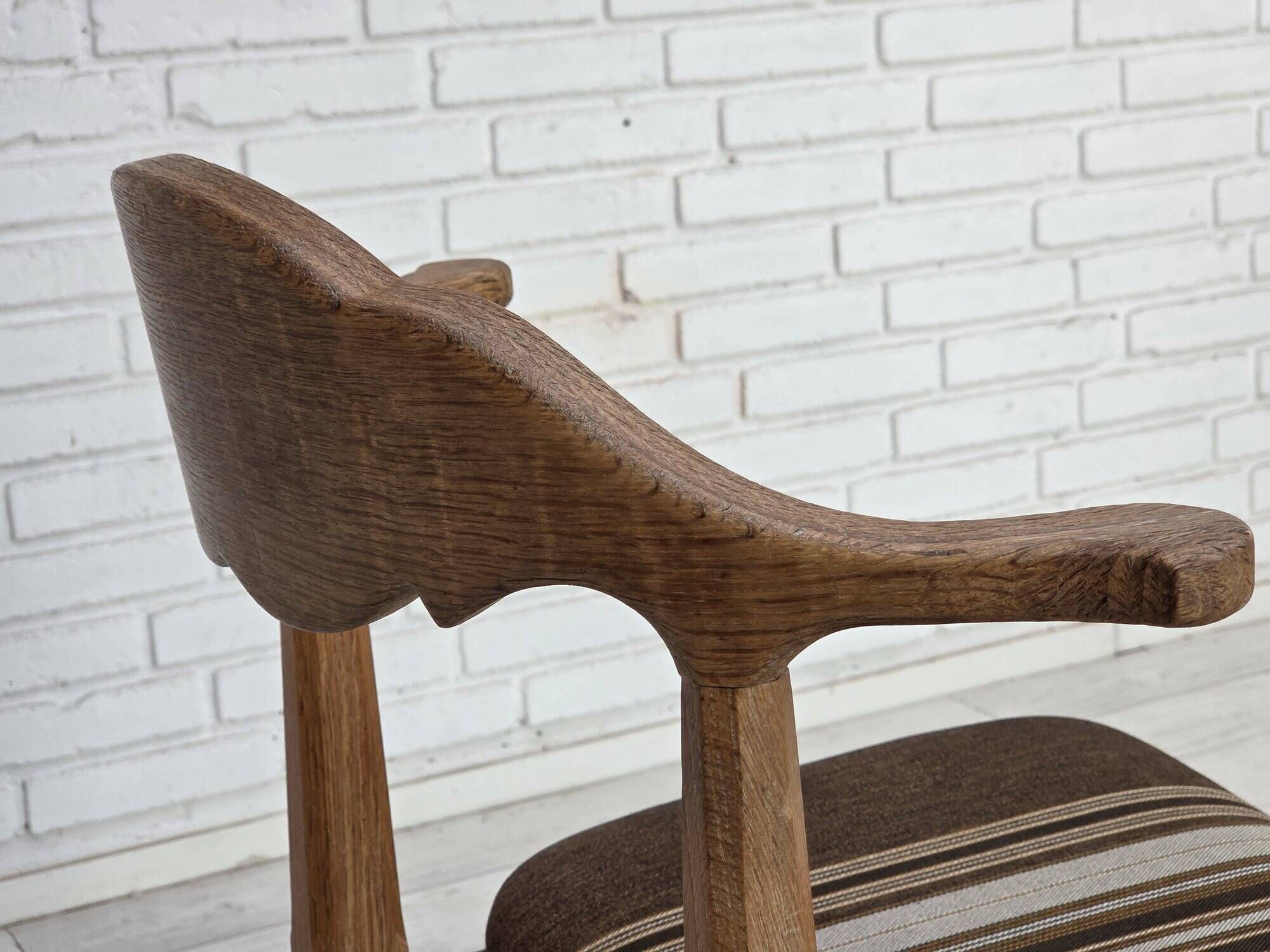 1960s, Danish design by Henning Kjærnulf, et of 4 chairs, wool, oak wood.