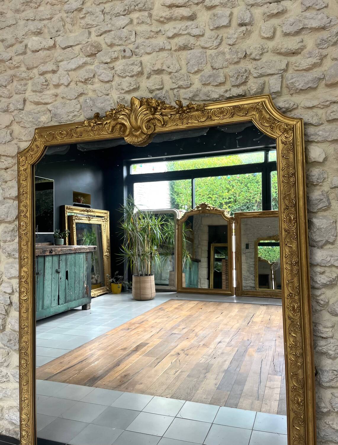 Gold Leaf Gilded Mantelpiece Mirror 152.5cm/125.5cm