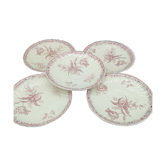 Lot de 5 assiettes à dessert pain ou sous tasse Sarreguemines modèle Fontanges gaufrée