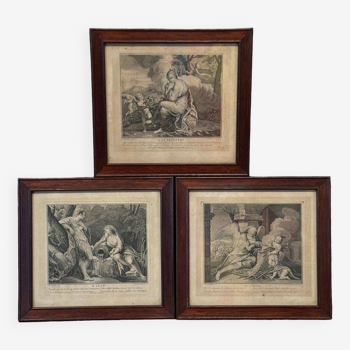 Suite of three 18th century engravings representing scenes from Antiquity