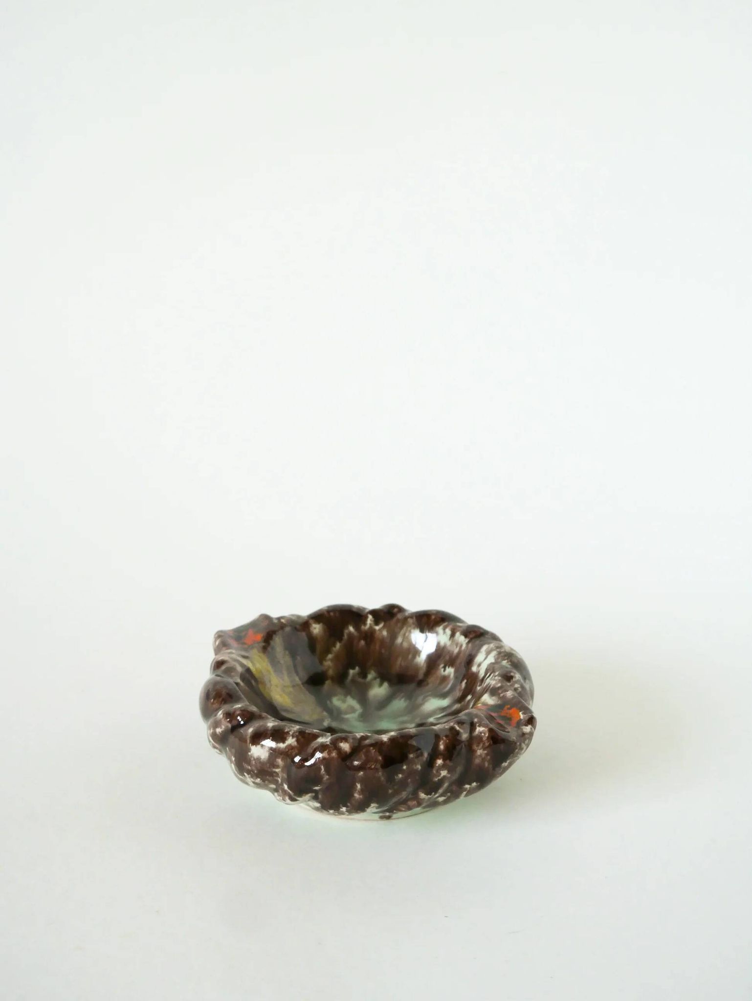 Cendrier en céramique, marron & multicolore, 1970