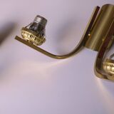 Mid century pair of brass and glass double wall lights, 1970s